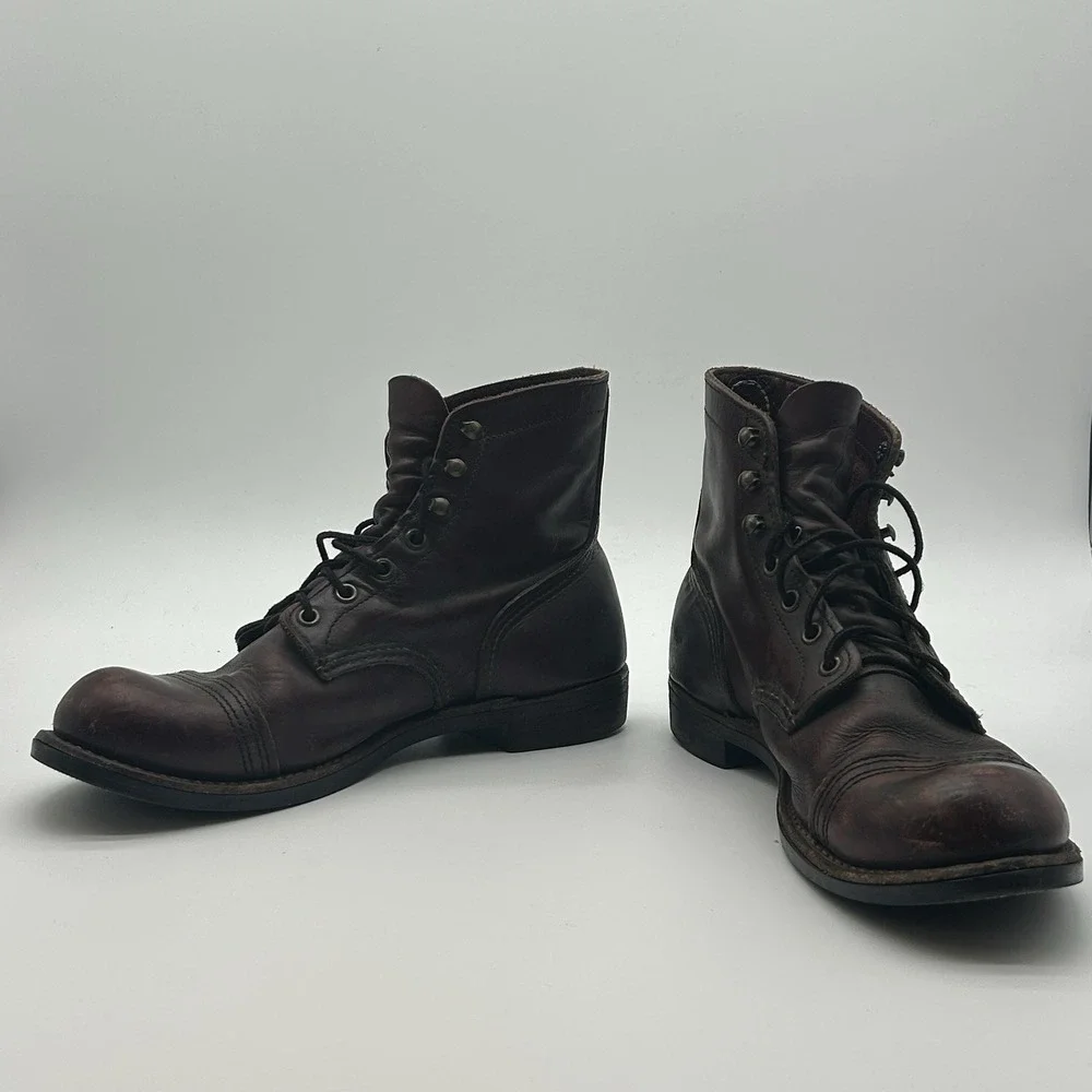 Vintage Red Wing 8119 Heritage Iron Ranger Oxblood Leather Boots Mens 8.5 D USA
